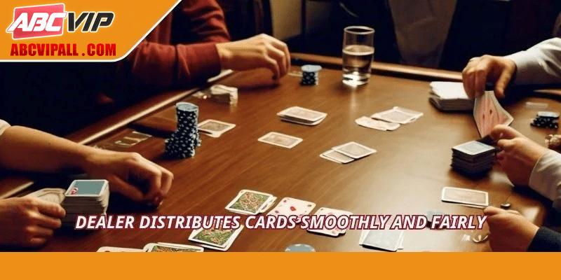 Dealer distributes cards smoothly and fairly